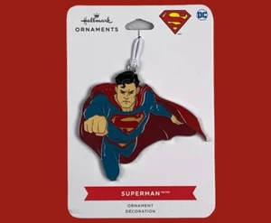 2021 Hallmark SUPERMAN Flat Metal Emailled Christmas Ornament DC Comics WB - Bild 1 von 3