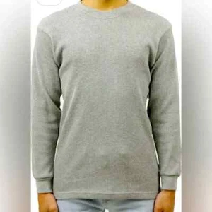Pro Club Men's Thermal Long Sleeve Heather Gray Heavyweight Cotton Top Medium - Picture 1 of 6
