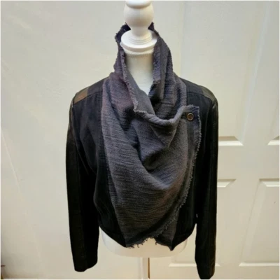 NEW MISS BE by Emmanuelle Blanc Dark Brown Vegan Leather Cotton Wrapped Jacket S - Image 1 of 4