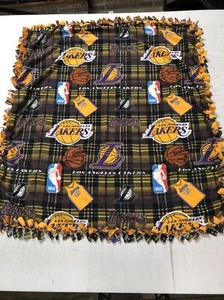 Manta de lana de doble cara hecha a mano aprox. Lakers/baloncesto de 6'x5' - Imagen 1 de 4