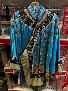 Beautiful Antique Chinese Silk Blue Robe With Floral Peking stitches. - Picture 1 of 12