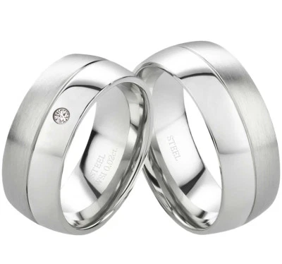 Eheringe Trauringe mit echtem Diamant Verlobungsringe mit Lasergravur B37 - Bild 1 von 4