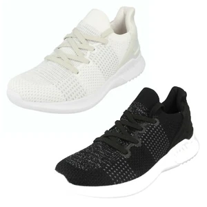 MENS REFLEX LACE UP BLACK WHITE CASUAL LIGHTWEIGHT KNIT SPORTS TRAINERS A2R189 - Picture 1 of 24