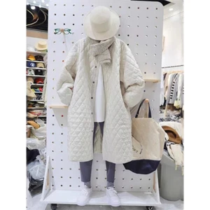 New Cotton Padded Thick Jacket Women's Long White Lightweight Down Cotton Jacket - Picture 1 of 13