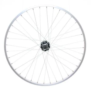 26" Quick Release Front Bike / Bicycle 4 Bolt Quad Disc Eyeletted Wheel - Silver - Picture 1 of 5