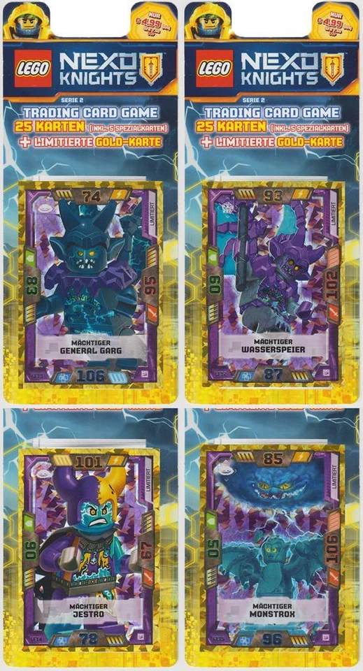LEGO Nexo Knights 2 - Trading Cards - Alle 4 versch. Blister - Deutsch - Bild 1 von 1