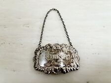 Solid Silver Sherry Decanter Label 1970s