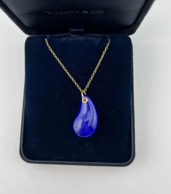 De colección. Collar Tiffany & Co. Elsa Peretti Lapislázuli Lágrima Oro 18k 24" Foto 1 de 4