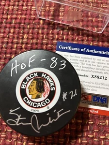 STAN MIKITA SIGNED CHICAGO Blackhawk Puck HoF ‘83. PSA Authenticated - Picture 1 of 4