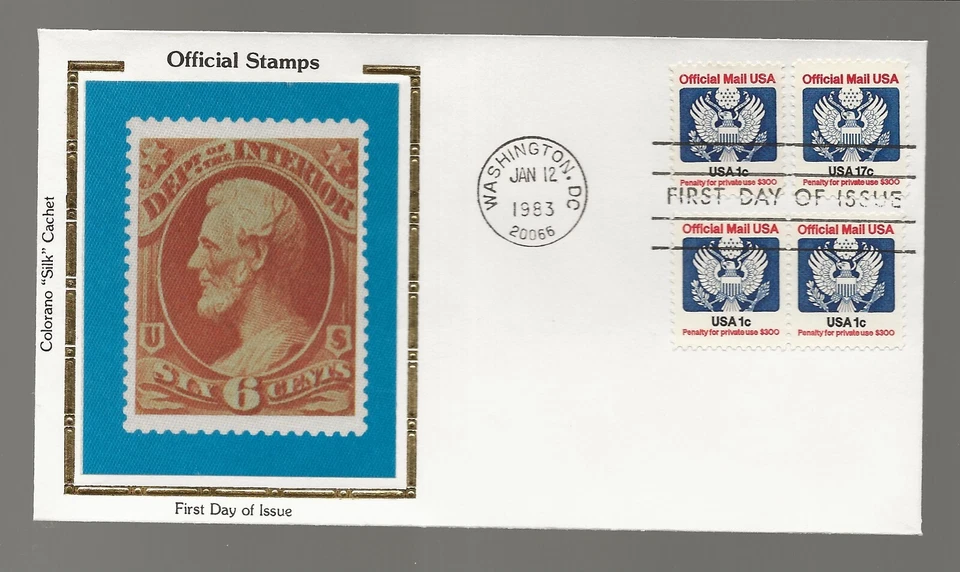 US Scott #O127 & O130, First Day Cover 1/12/83 Washington COMBO Official - Image 1 of 1