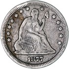 1877 (P) Seated Liberty Quarter 90% Silver Fine Fn Rim Dings See Pics G288