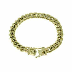 10mm Mens Miami Cuban Link Bracelet 14k Yellow Gold Plated - Picture 1 of 10