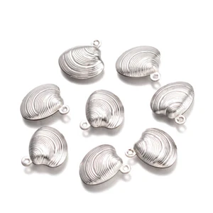 50pcs 316 Stainless Steel Shell Conch Charms Carved Dangle Pendant Findings 14mm - Picture 1 of 2