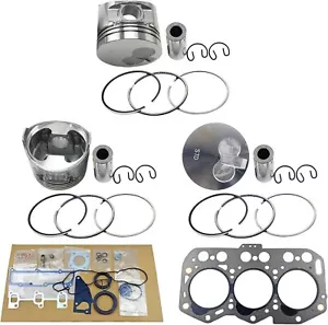 3PCS 3TNV76 Piston+Piston Rings With Full Gasket Kit For Yanmar 3D76E Engine - Picture 1 of 6