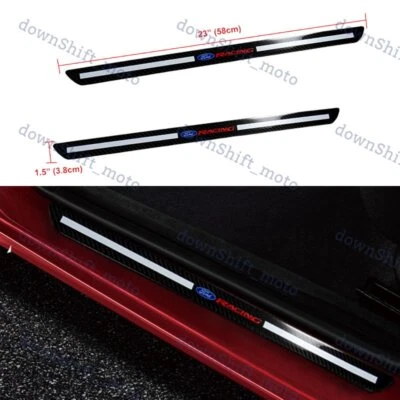 For Ford Carbon Fiber Car  Door Welcome Plate Sill Scuff Cover Panel Sticker X2 - Image 1 of 4