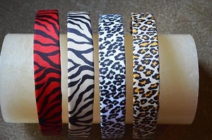 animal print Zebra/Leopard flat grosgrain headband handmade in the USA - Picture 1 of 9