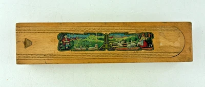 Vintage Wooden Pencil Box w/ Slide Lid ~ Mauchline Ware - Image 1 of 4