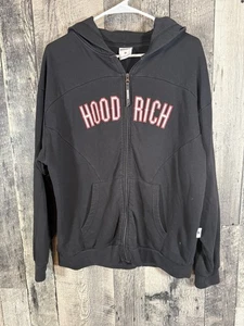 HOOD RICH Hoodie Herren schwarz durchgehender Reißverschluss Größe Medium - Bild 1 von 6