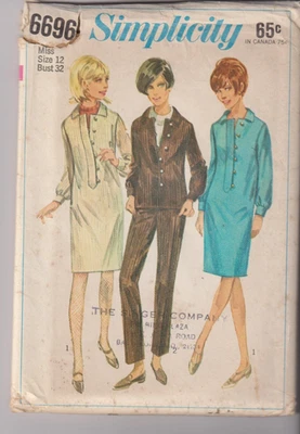 6696 SIMPLICITY c.1966 - DRESS BLOUSE & PANTS - Sz 12 B 32" - Image 1 of 2