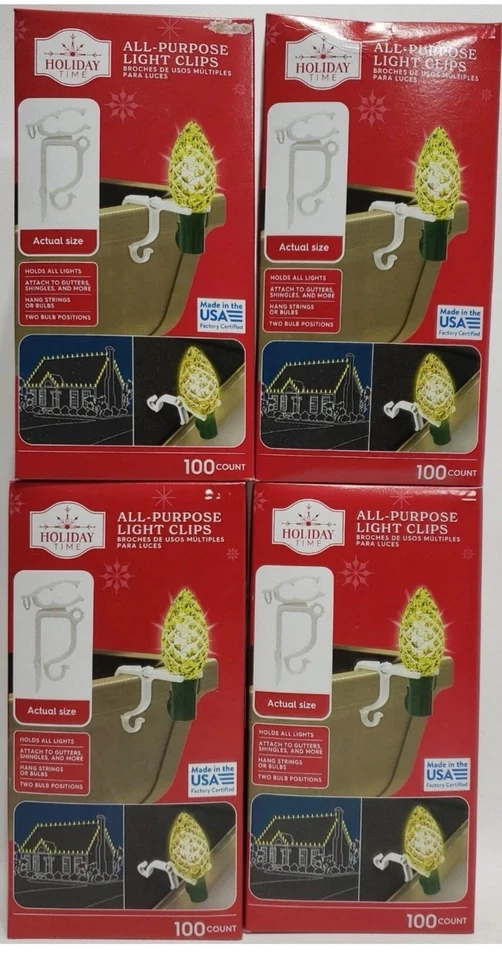 Clips de luz de canalón/teja multiusos de doble dirección - 4 cajas nuevas = 400 quilates en total Foto 1 de 4