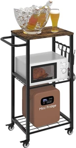 3-Tier Rolling Kitchen Cart Microwave Stand on Wheel, Movable Coffee Bar Cart wi - Picture 1 of 12