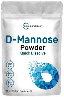 Polvo de D-manosa 12 oz (340 g) puro soluble en agua vegano soporte para infecciones urinarias fácil instalación Foto 1 de 4