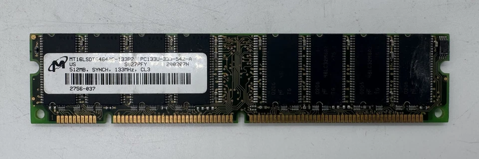 512mb, pc133u-333-542-a,s027pfy,200207n,2756-037, cl3 - Image 1 of 1