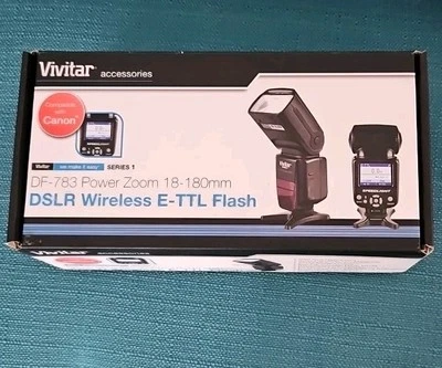 Vivitar DF-783 DSLR Wireless E-TTL Flash Pwer Zoom 18-180mm Canon Series 1 - Image 1 of 4