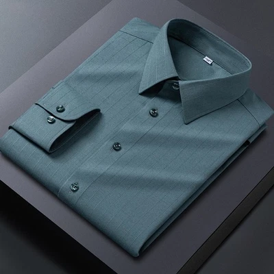 Camisas de vestir a tiras formales de negocios para hombre mangas largas botones informales camisas Prendas para el torso Foto 1 de 4