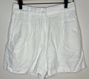 Wilfred Aritzia White Shorts Linen Blend Women's Size 6 Classic High Waist - Picture 1 of 8