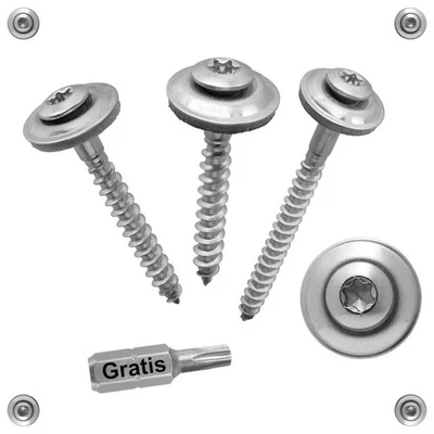 SCHRAUBEN-NIRO® Spenglerschrauben Torx A2 Edelstahl EPDM Dichtscheibe 15mm V2A 4,5 x 20–120 mm