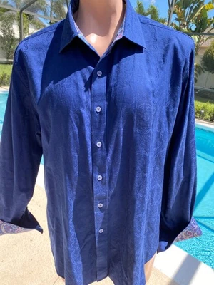 Robert Graham Blue paisley Flip Cuff Long Sleeve Shirt mens size 2XL - Image 1 of 4