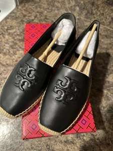 NEU TORY BURCH SCHWARZES LEDER DAMEN ESPADRILLE, GRÖSSE 8 - Bild 1 von 5