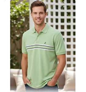 Nautica Polo Golf Shirt Vintage Grün Weiß Schwarz Kurzarm Herren Größe 2XL - Bild 1 von 7