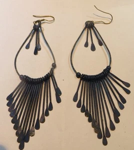 Grandes boucles d’oreilles style mexicain avec pendants en métal peint bleuet sp - Imagen 1 de 4