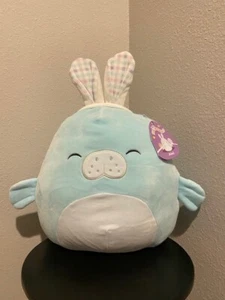 Squishmallows Abel the Manatee w/Bunny Ears 11" NEW EASTER 2023 Kellytoy RARE - Picture 1 of 3