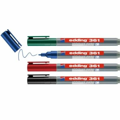 4 x Edding 361 Boardmarker - nachfüllbar, 1 mm, Whiteboardmarker, 4-Farben Set