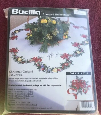 Christmas tablecloth-Bucilla Stamped Embroidery-Item 83965-60 x104 inches - Image 1 of 3