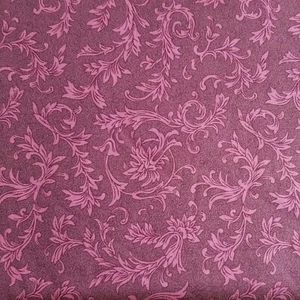 1 YD Classic Cottons 2005 Mauve Lila Rot Elegant Leaf Swirl Mixer Baumwolle #99 - Bild 1 von 3