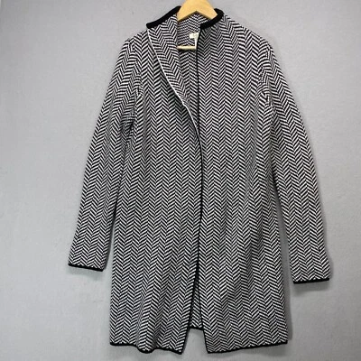 Cárdigan suéter Cocogio para mujer grande negro mezcla de lana espiga suave largo Foto 1 de 4