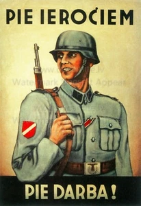 Vintage WW2 Propaganda Latvia Poster Print GRAB YOUR WEAPONS! 18x24" - Picture 1 of 1