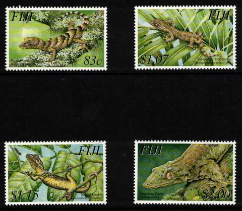 Fiji Scott #993-996. Pacific Geckos. Set Of 4 Lizard Stamps. M.N.H Cover