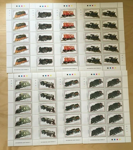 FULL SHEETS Grenadines 1992 1450-7 - Model Trains - Set of Sheets - MNH Cover