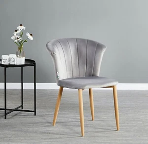 Silla con carcasa de vieira Elsa terciopelo triturado suave cómodo muebles de comedor para el hogar - Imagen 1 de 37