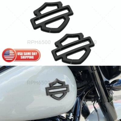 Harley CVO Custom Tank Logo Emblems, Gloss Black Double Layer (set of 2) - Image 1 of 4