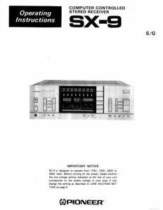 Pioneer SX-9 Receiver Owners Manual - Picture 1 of 1