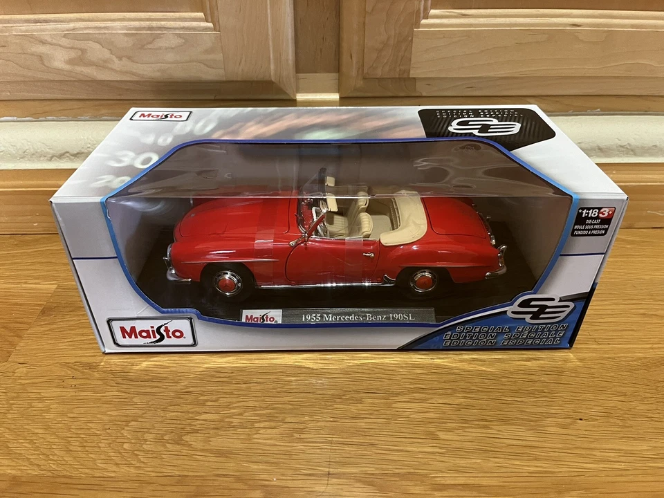 Mercedes Benz 190SL 1955 Maisto escala 1:18 rojo convertible clásico diecast SE Foto 1 de 4