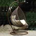 Brown Hanging Rattan Swing Patio Garden Chair Weave Egg w Cushion Indoor Outdoor