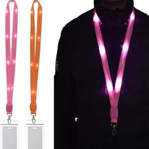 LED Light Up Neck Strap Cruise Lanyards Keychain Flashing Lanyards Card Holder - Zdjęcie 1 z 19