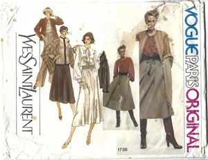 Vogue Sewing Pattern 1736, Yves Saint Laurent Vintage Separates, Size 10 - Picture 1 of 3